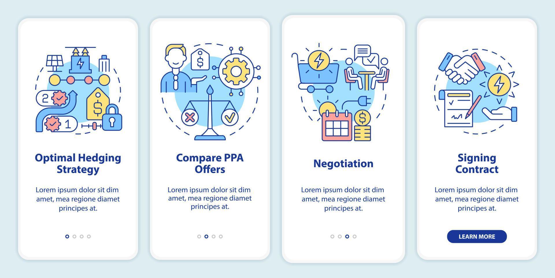 ppa werk onboarding mobiele app scherm vector