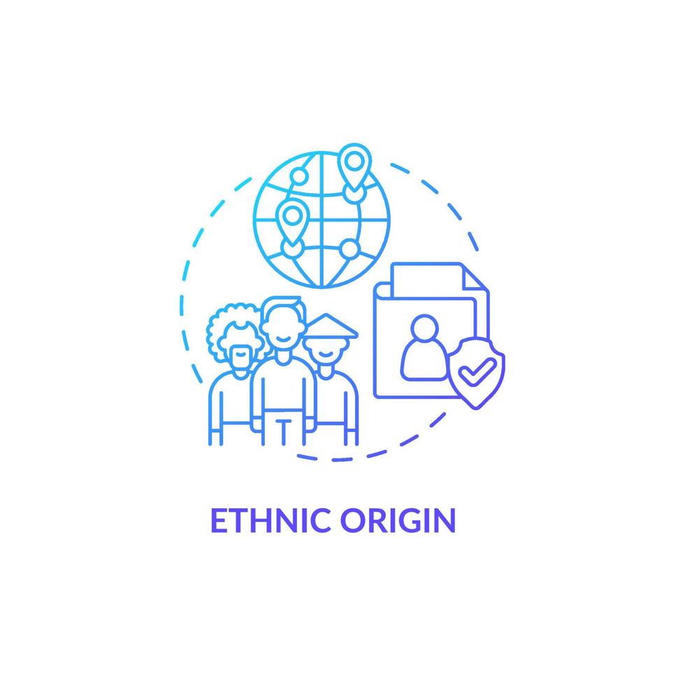 etnische oorsprong blauw kleurverloop concept icoon vector
