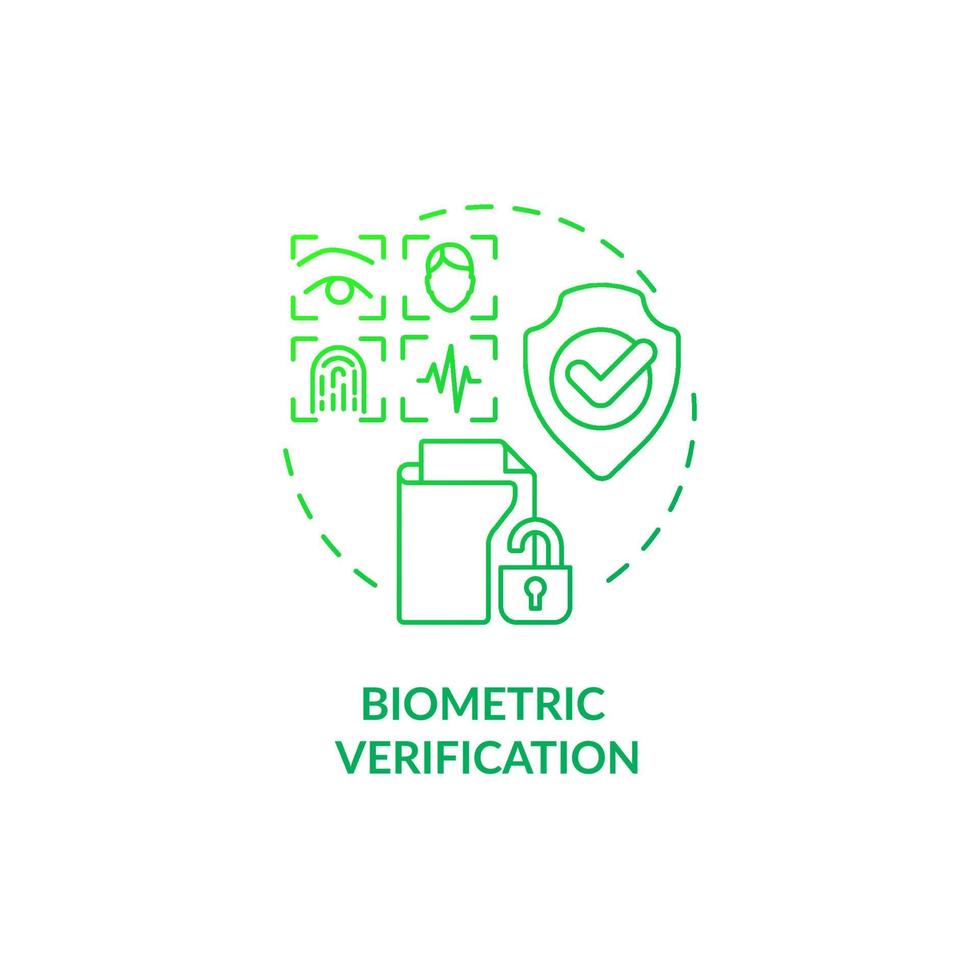 biometrische verificatie groen gradiënt concept icoon vector