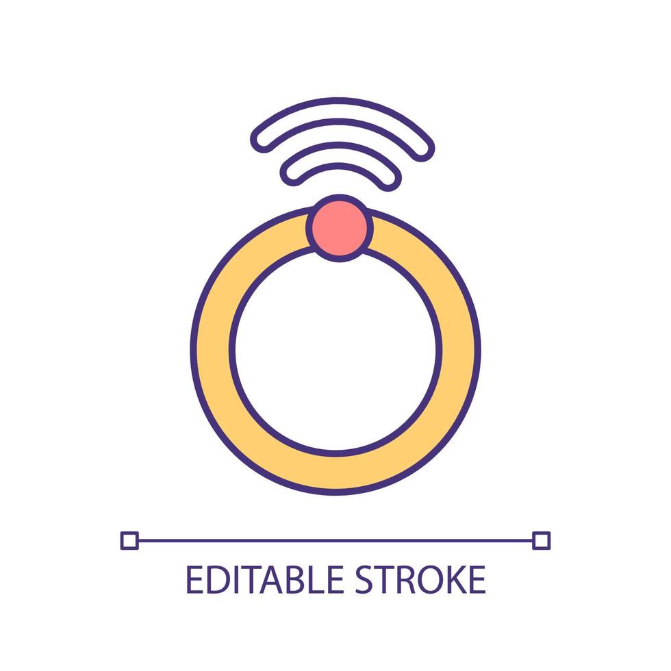 slimme ring rgb kleur icoon. bluetooth-signaal. contactloze betaaloplossing. elektronische chip in wifi-apparaat. geïsoleerde vectorillustratie. eenvoudige gevulde lijntekening. bewerkbare streek. arial lettertype gebruikt vector