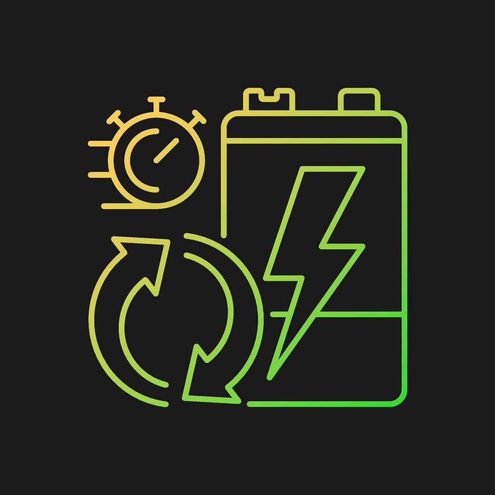 batterij recycling tarieven gradiënt vector pictogram voor donker thema. verwerkingssnelheid van elektronisch afval. gebruik statistiek. dunne lijn kleur symbool. moderne stijlpictogram. vector geïsoleerde overzichtstekening