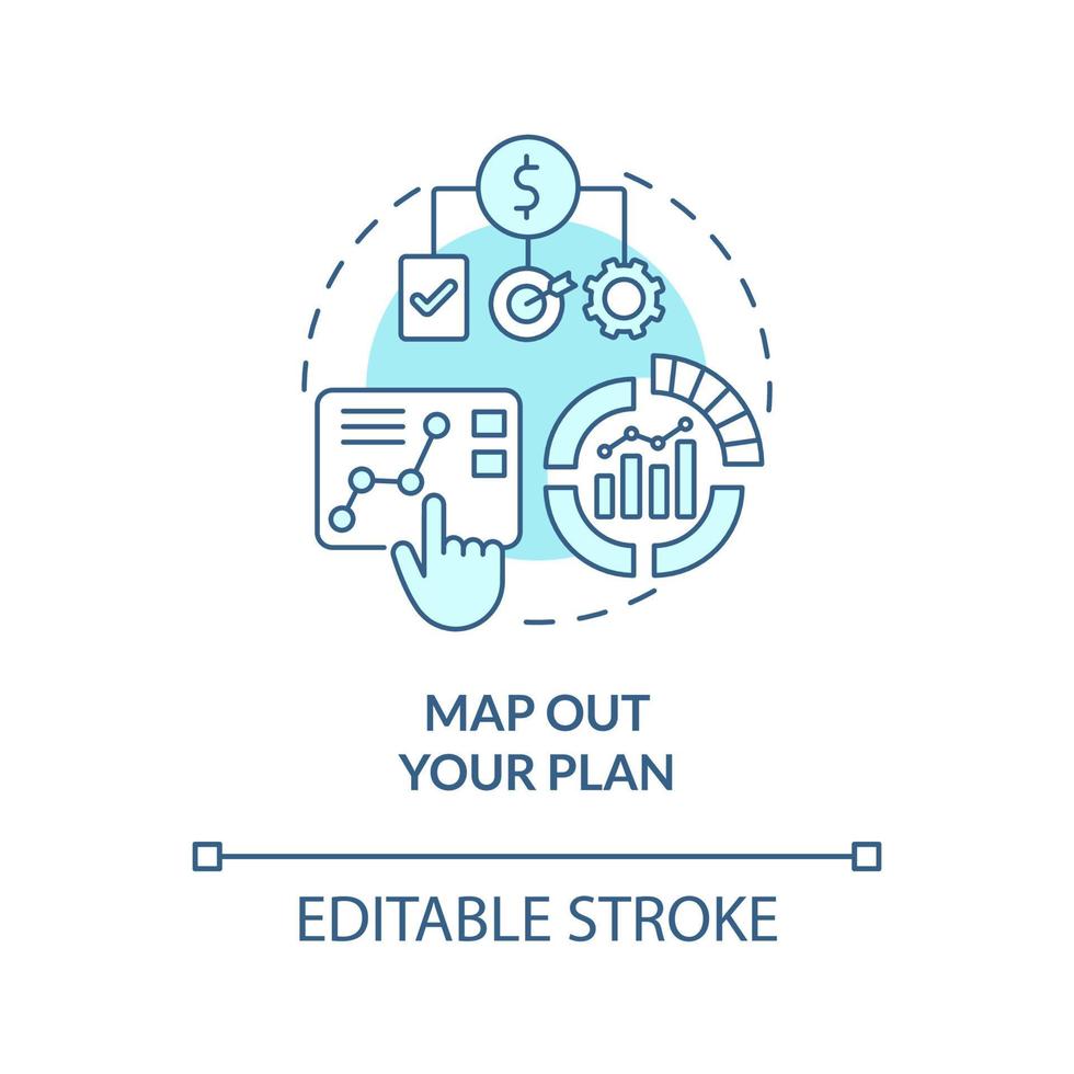 breng je plan in kaart turquoise concept icoon vector