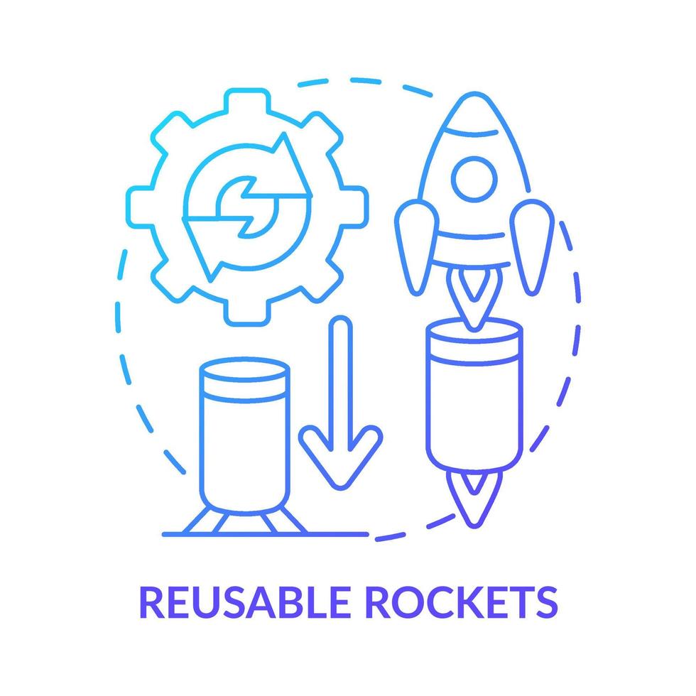 herbruikbare raketten blauwe gradiënt concept icoon vector