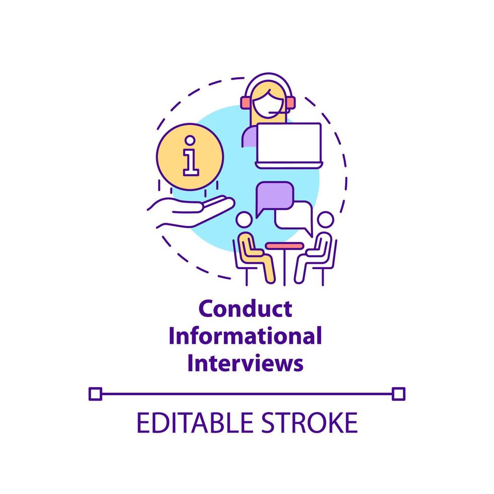 voer informatieve interviews concept icoon vector