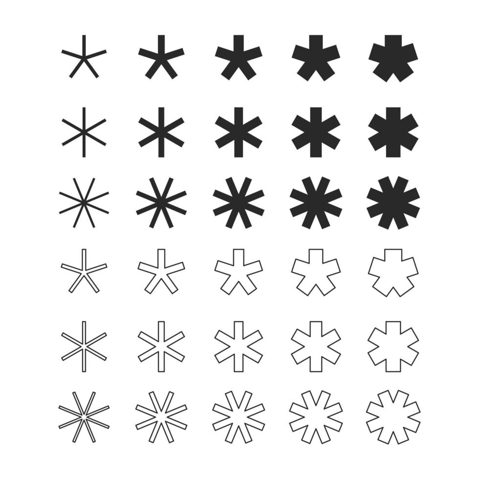 grote reeks van vector sneeuwvlok icoon. geïsoleerde pictogrammen op witte achtergrond