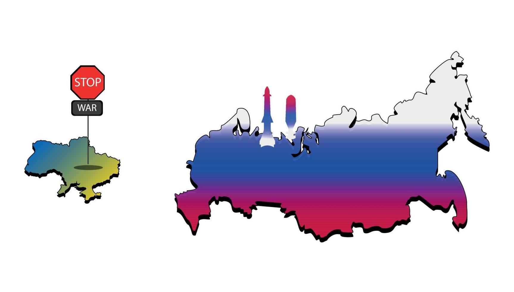 conflict tussen Oekraïne en Rusland, kaart van de steden in gradiëntkleuren vector