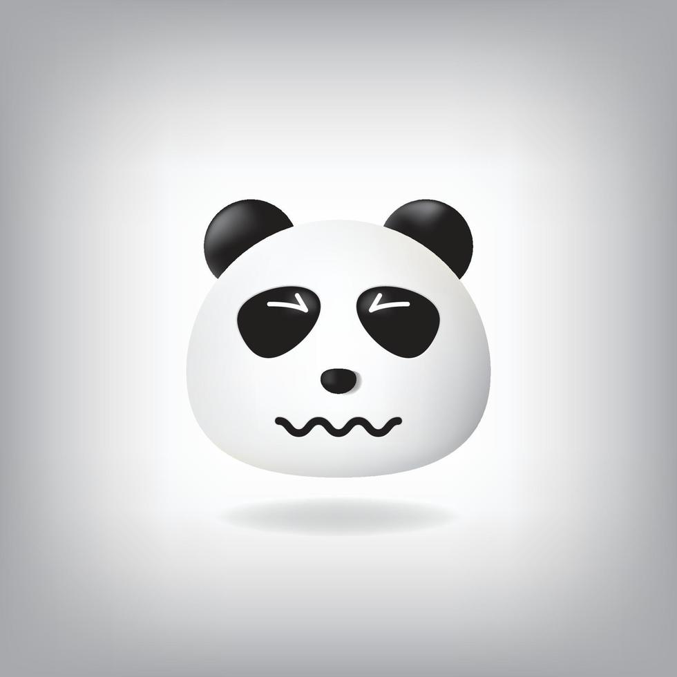 verwarde panda-emoticon met gekreukte ogen verfrommelde mond vector