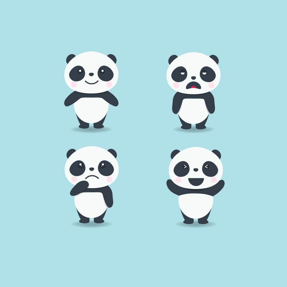 emotie schattige panda set vector