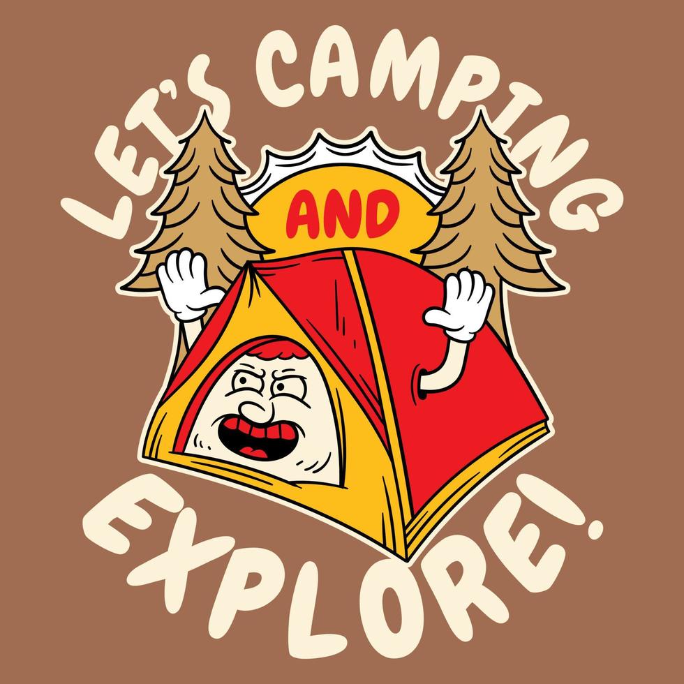 laten we camping t-shirt ontwerpen vector