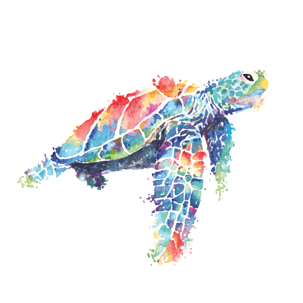 zeeschildpad geschilderd in waterverf vector