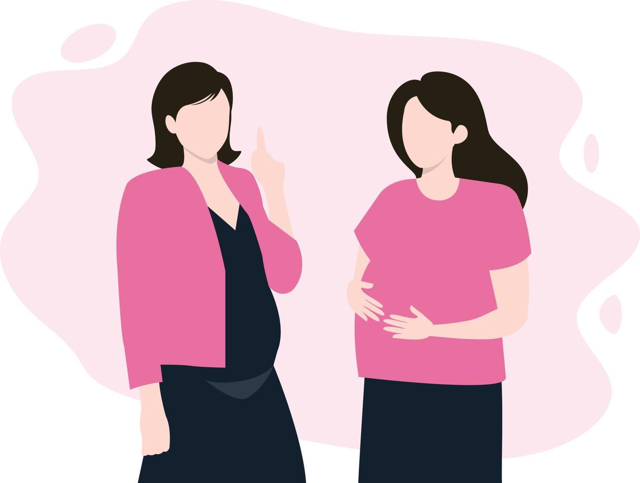 er zijn twee zwangere dames die met elkaar praten. vector