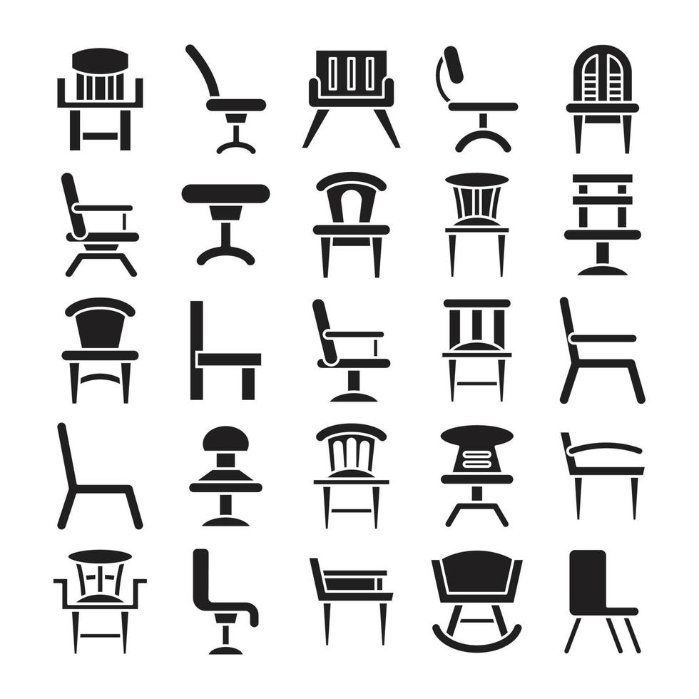 schommelstoel en fauteuil iconen set vector
