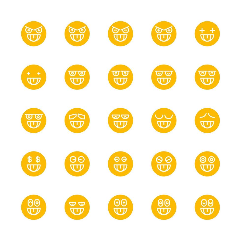 gele brutale schattige emoticons set vector