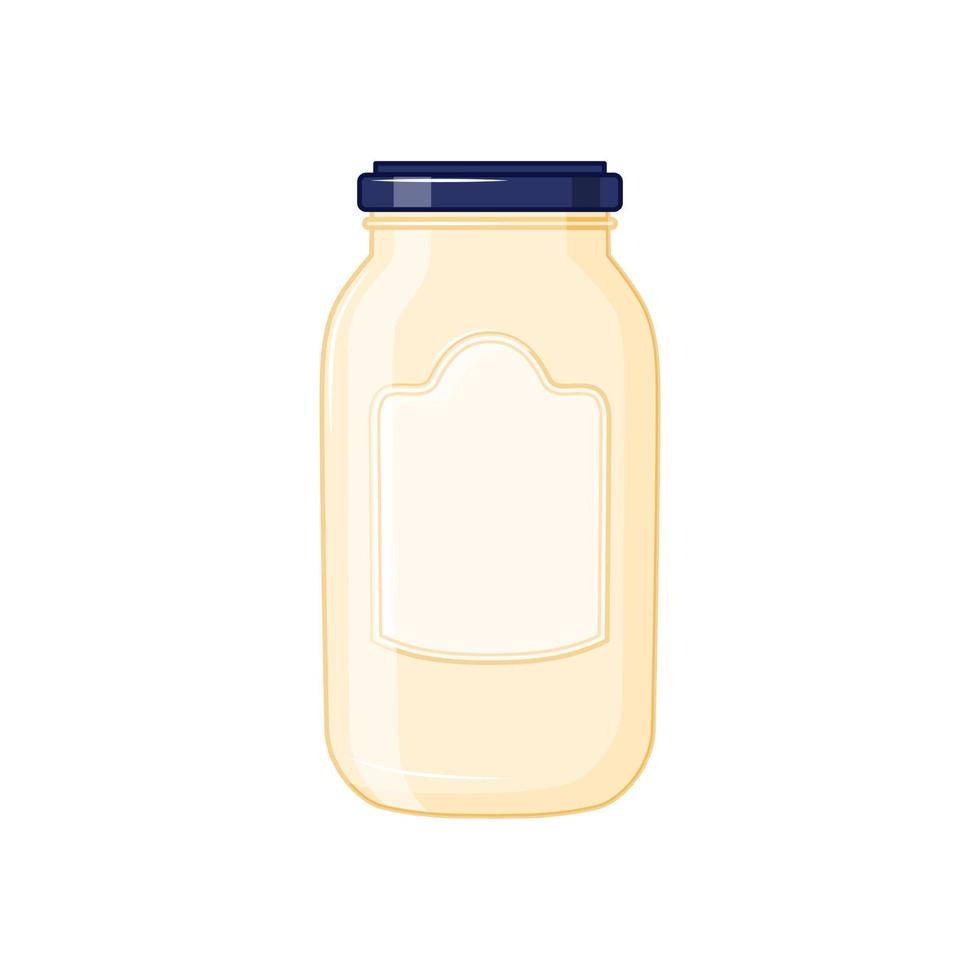 glazen pot met mayonaise op een witte achtergrond. vectorillustratie. vector