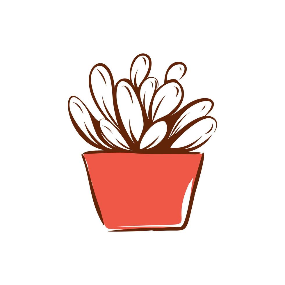 cactus in een pot handgetekende illustratie. huisdecoratie. vector. vector