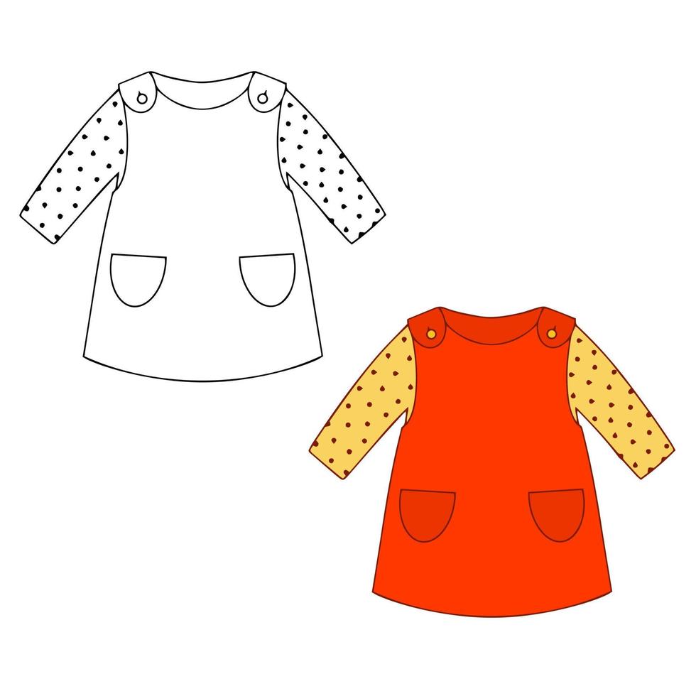 kinderkleding. jurk-zonnejurk voor meisjes. vector afbeelding op een witte achtergrond