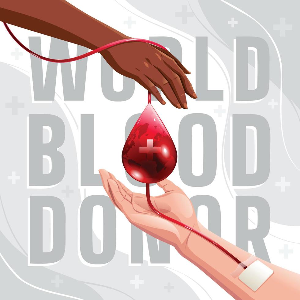 wereldbloeddonordagconcept met handen die bloed doneren vector