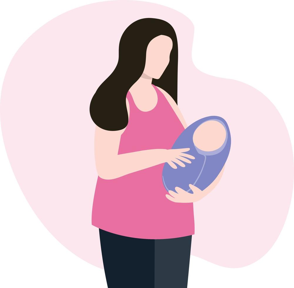 een zwangere vrouw staat met een baby. vector