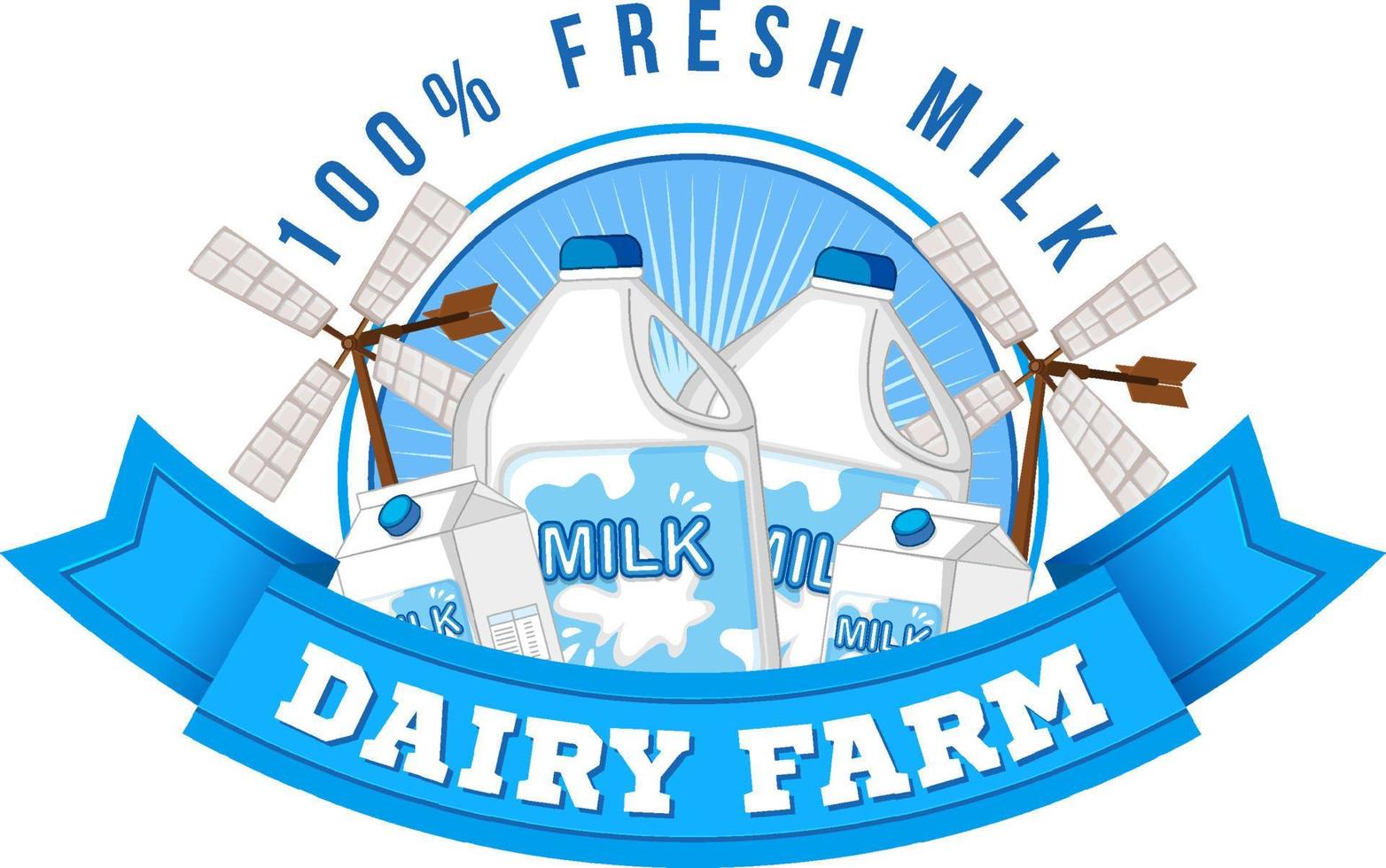 melkveebedrijf label logo met zuivelproducten vector