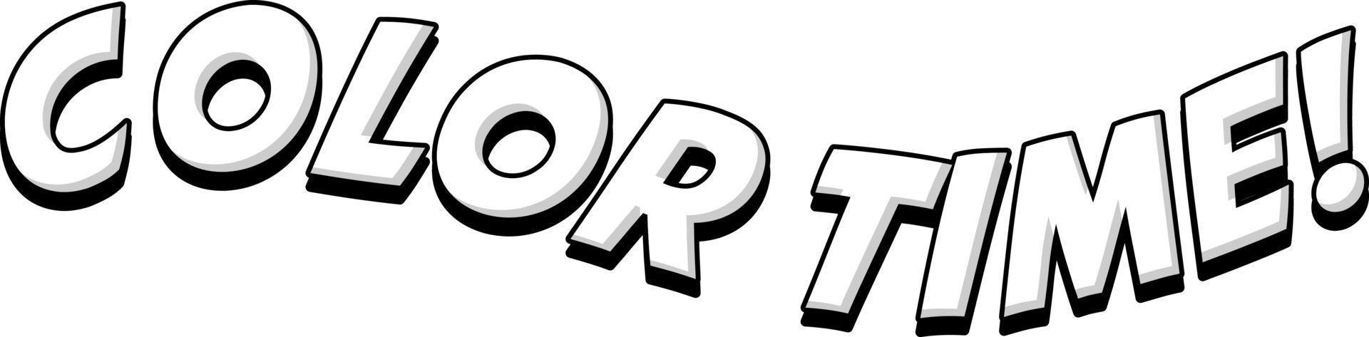 kleur tijd tekst banner zwart-wit doodle karakter op witte achtergrond vector