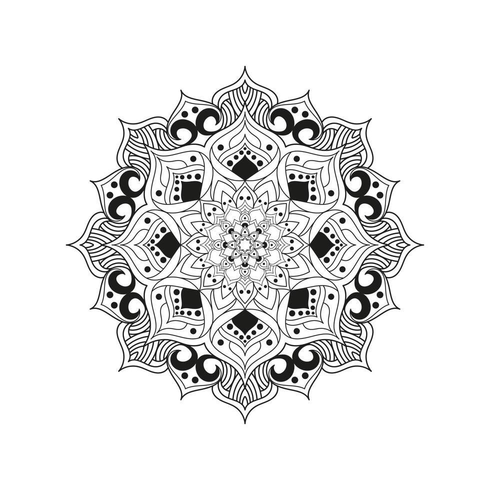 zwart-wit mandala cirkelvormig patroon, geschikt voor henna, mehndi, tatoeages, decoraties. oosterse etnische stijl decoratief ornament. kleurboekpagina vector