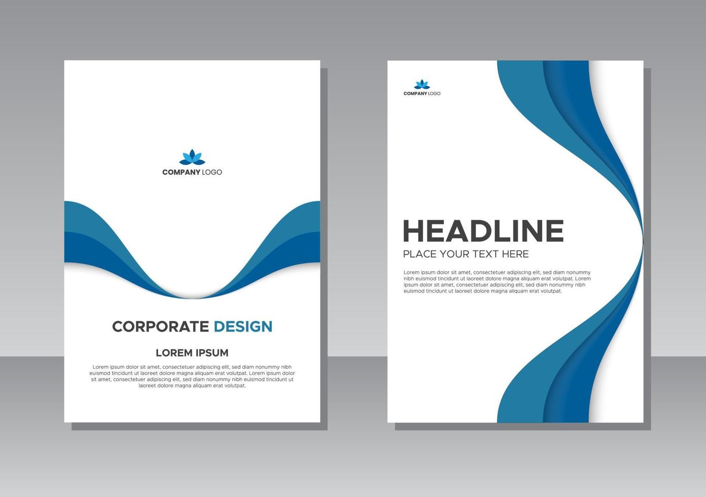 zakelijke boekomslag ontwerpsjabloon in a4 blauw en wit combinatie. geschikt voor brochures, jaarverslagen, tijdschriften, posters, bedrijfspresentaties, portfolio's, flyers, banners, websites. vector