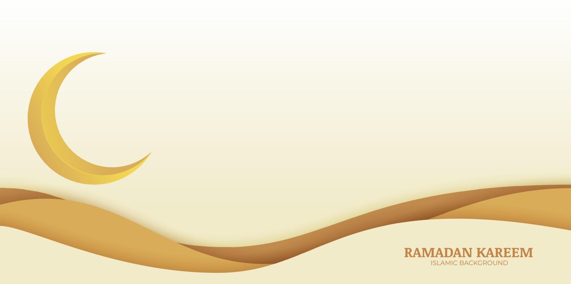 eenvoudige en mooie ramadan kareem crème banner met maan en zand vector