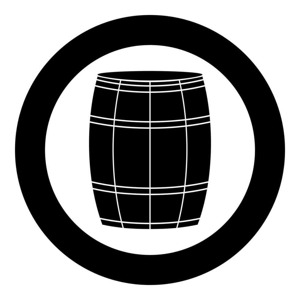 wijn of bier vaten zwart pictogram in cirkel vectorillustratie geïsoleerd. vector