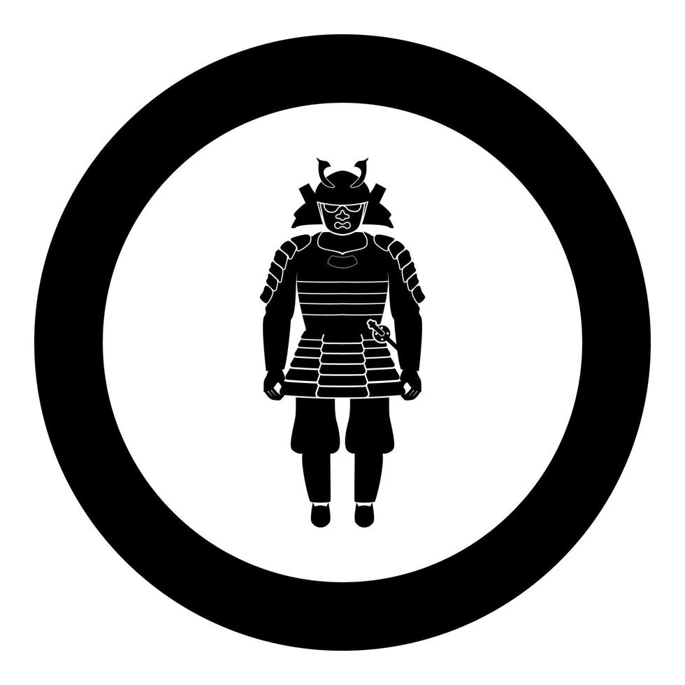 samurai japan krijger icoon in ronde zwarte kleur vectorillustratie vector