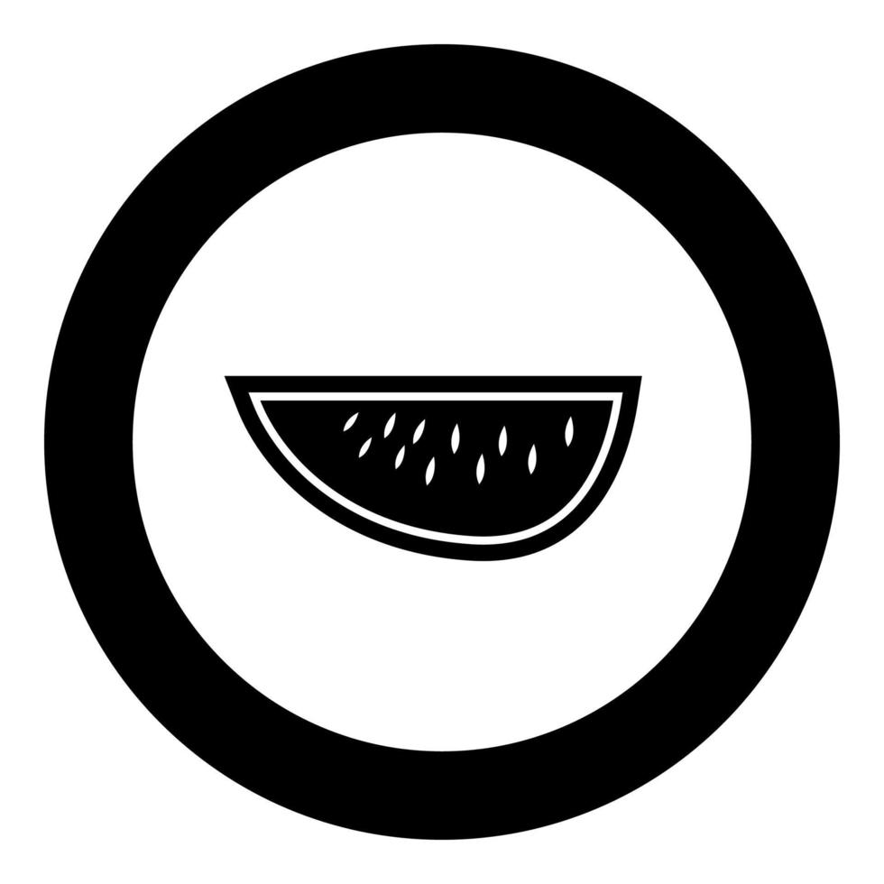 watermeloen zwart pictogram in cirkel vectorillustratie geïsoleerd. vector