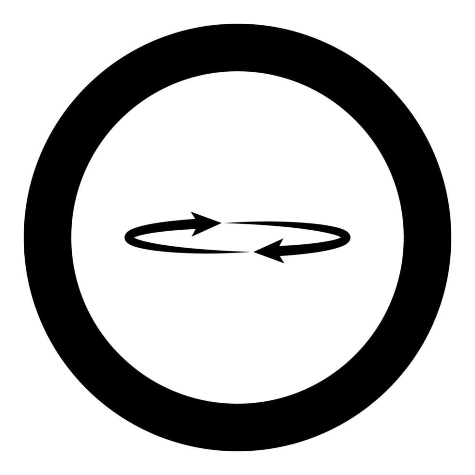 twee pijlen op de cirkel. hoek 360 zwart pictogram in cirkel vector