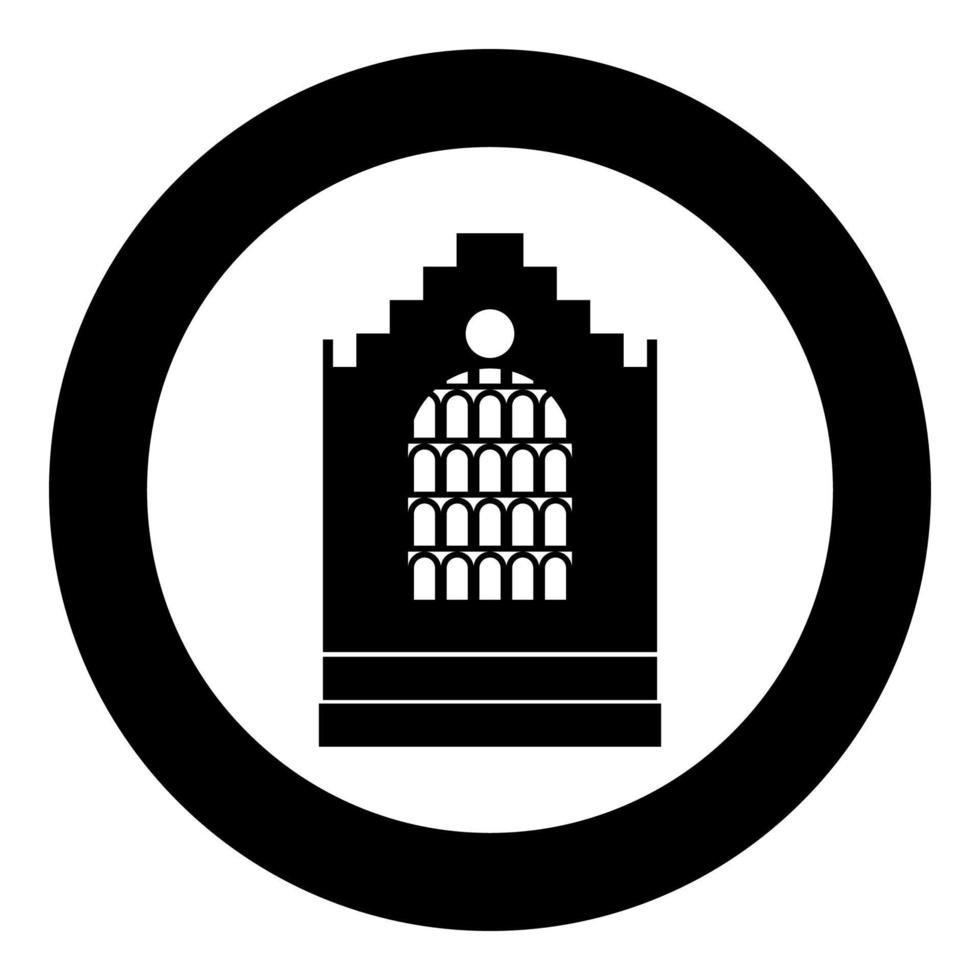 kerkgebouw zwart pictogram in cirkel vectorillustratie geïsoleerd. vector