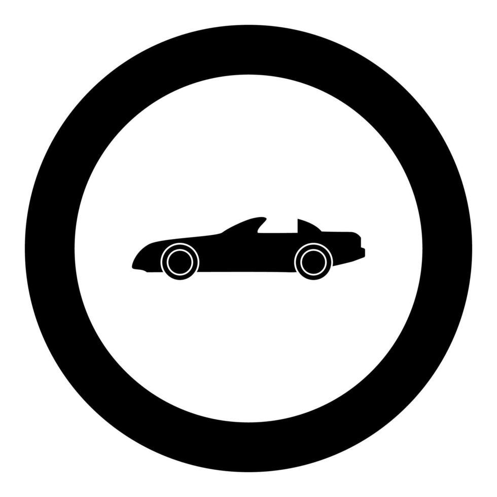 auto zwart pictogram in cirkel vectorillustratie geïsoleerd. vector