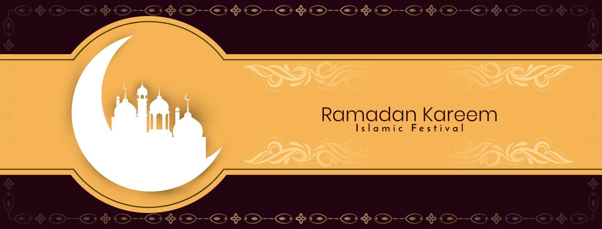 religieuze ramadan kareem islamitische festival groet banner met moskee vector