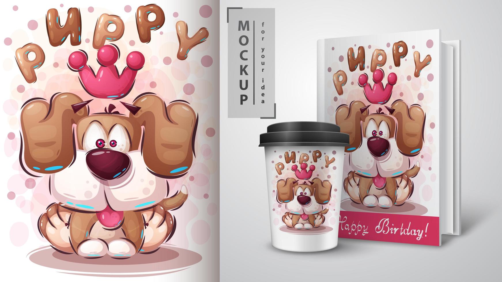 cartoon prinses puppy poster vector