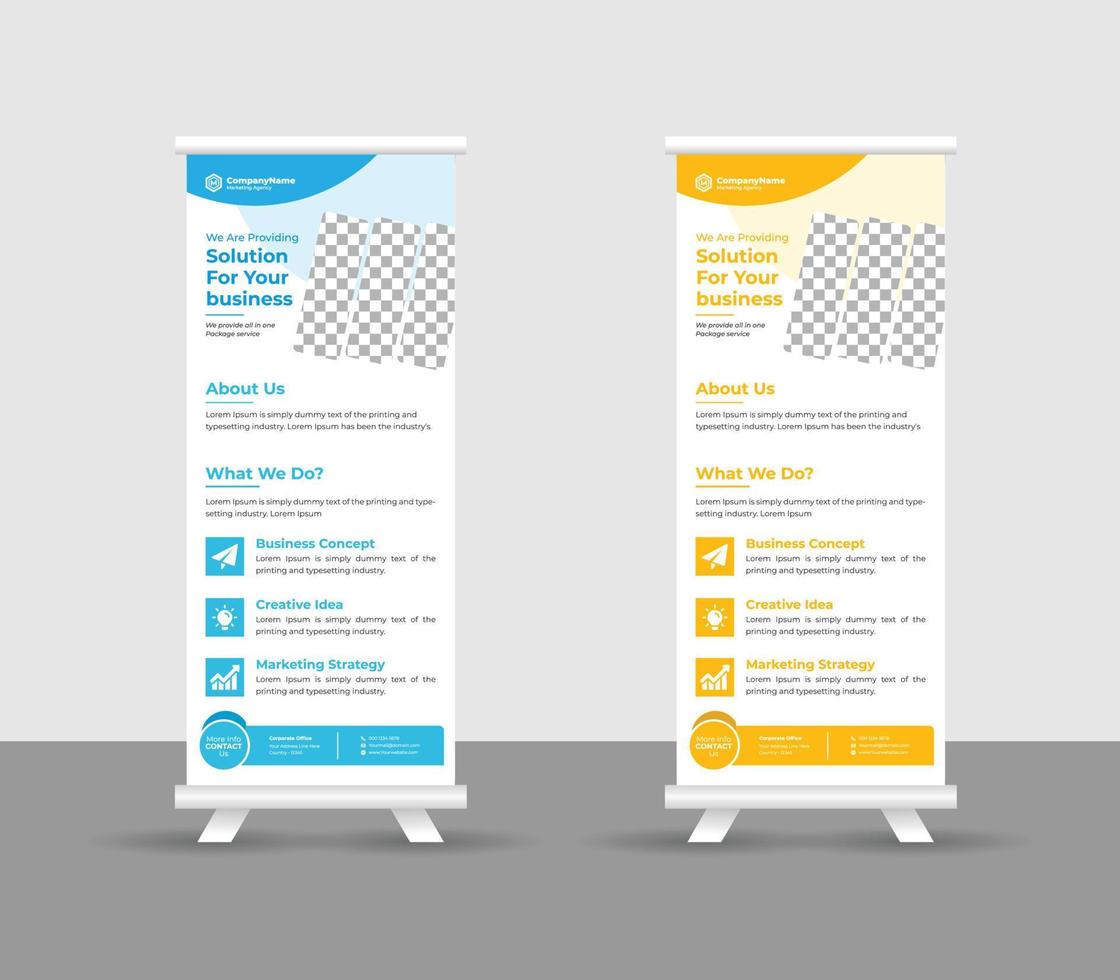 zakelijke roll-up banner staan sjabloonontwerp, moderne draagbare stands corporate roll-up banner lay-out, optrekken, vectorillustratie, zakelijke flyer, brochure, zakelijke banner vector