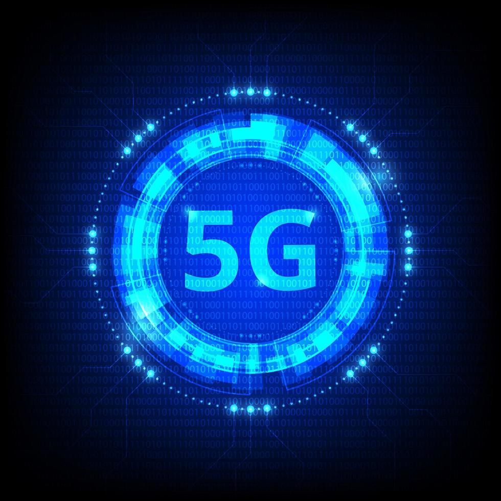 5g technologie gloeiend blauw digitaal pictogram vector