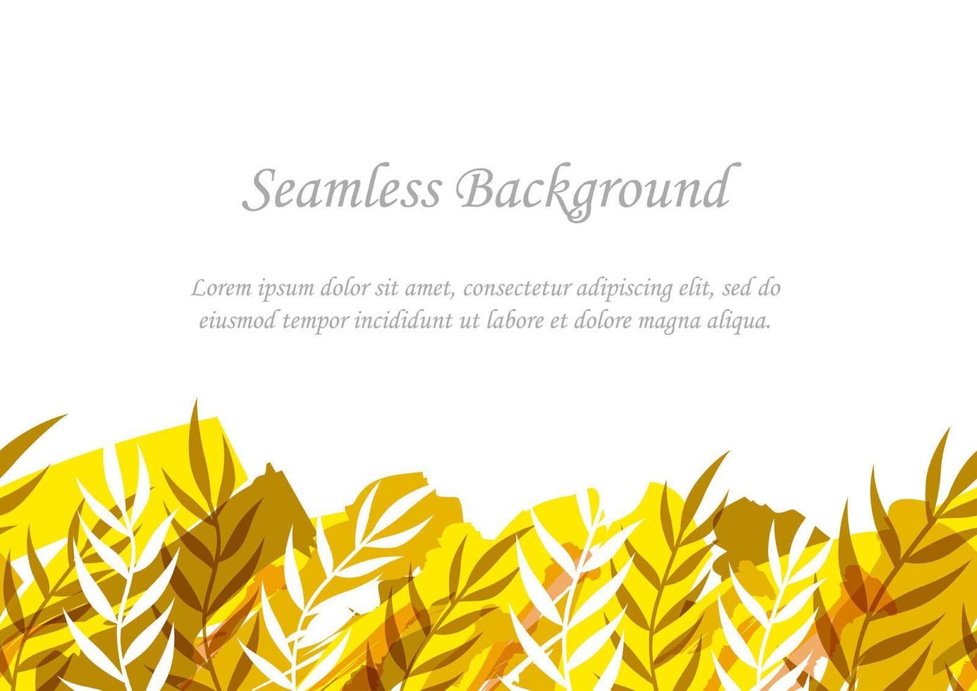 naadloze gele en bruine botanische achtergrond met tekstruimte vector