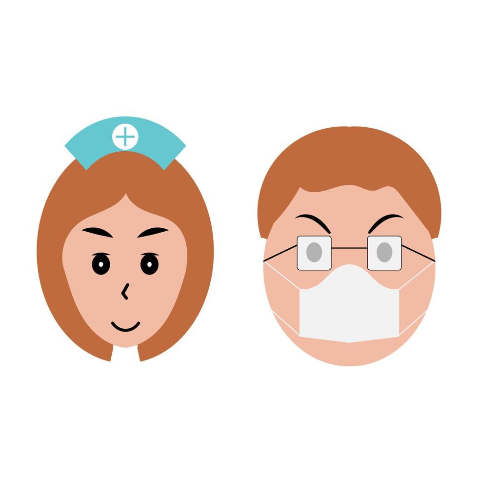 gezicht van arts en verpleegster, dokter draagt een medisch gezichtsmasker vectorillustratie vector