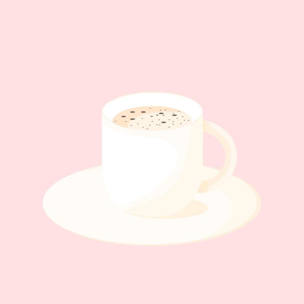 kop warme koffie. vectorillustratie geïsoleerd op roze achtergrond. decoratief ontwerp voor cafetaria, posters, banners, kaarten. vector