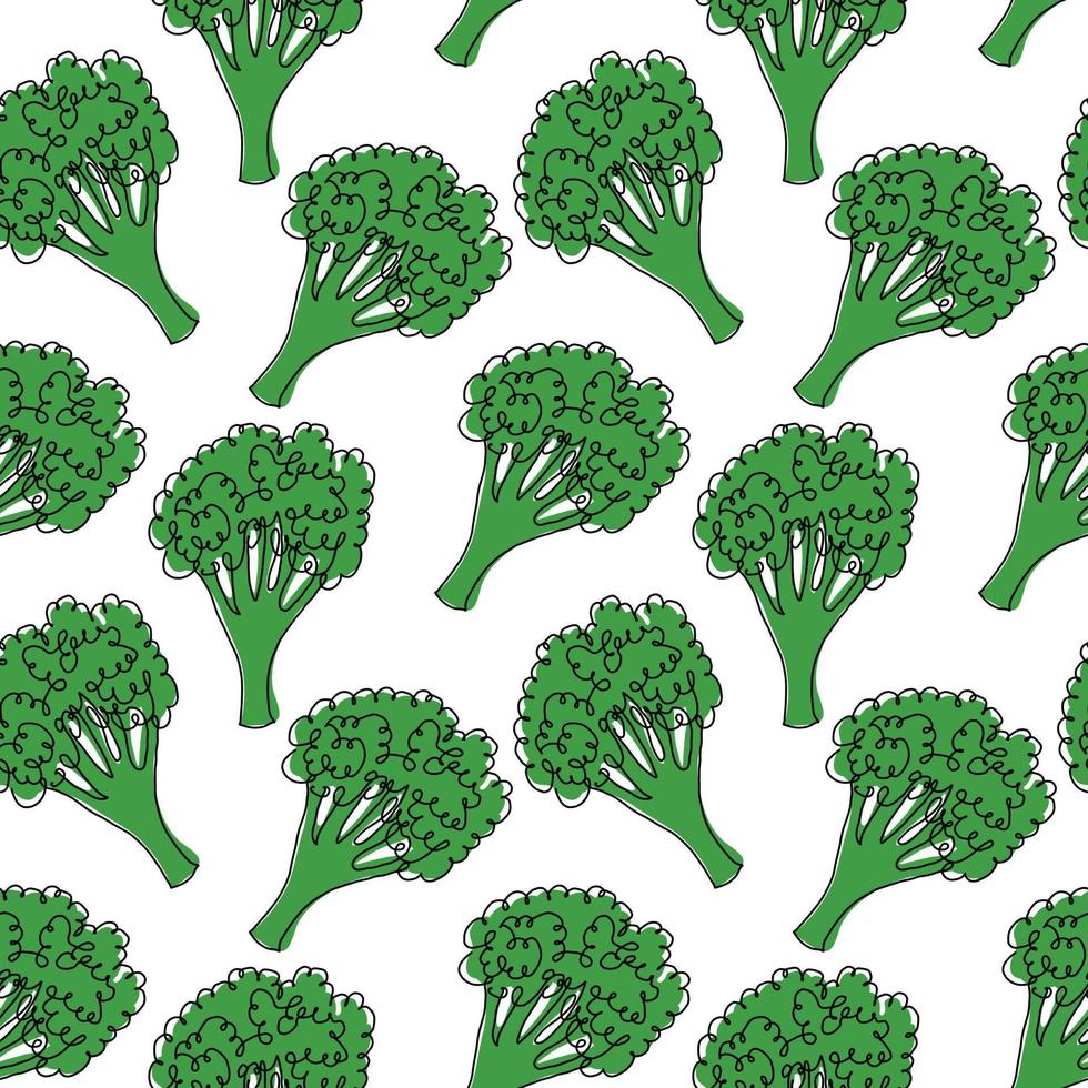 broccoli naadloze patroon op witte achtergrond. groene plantaardige vectorillustratie. eindeloze herhaalbare afdrukken. vector