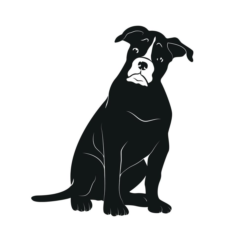 bulldog hond dierlijke silhouet illustratie. vector