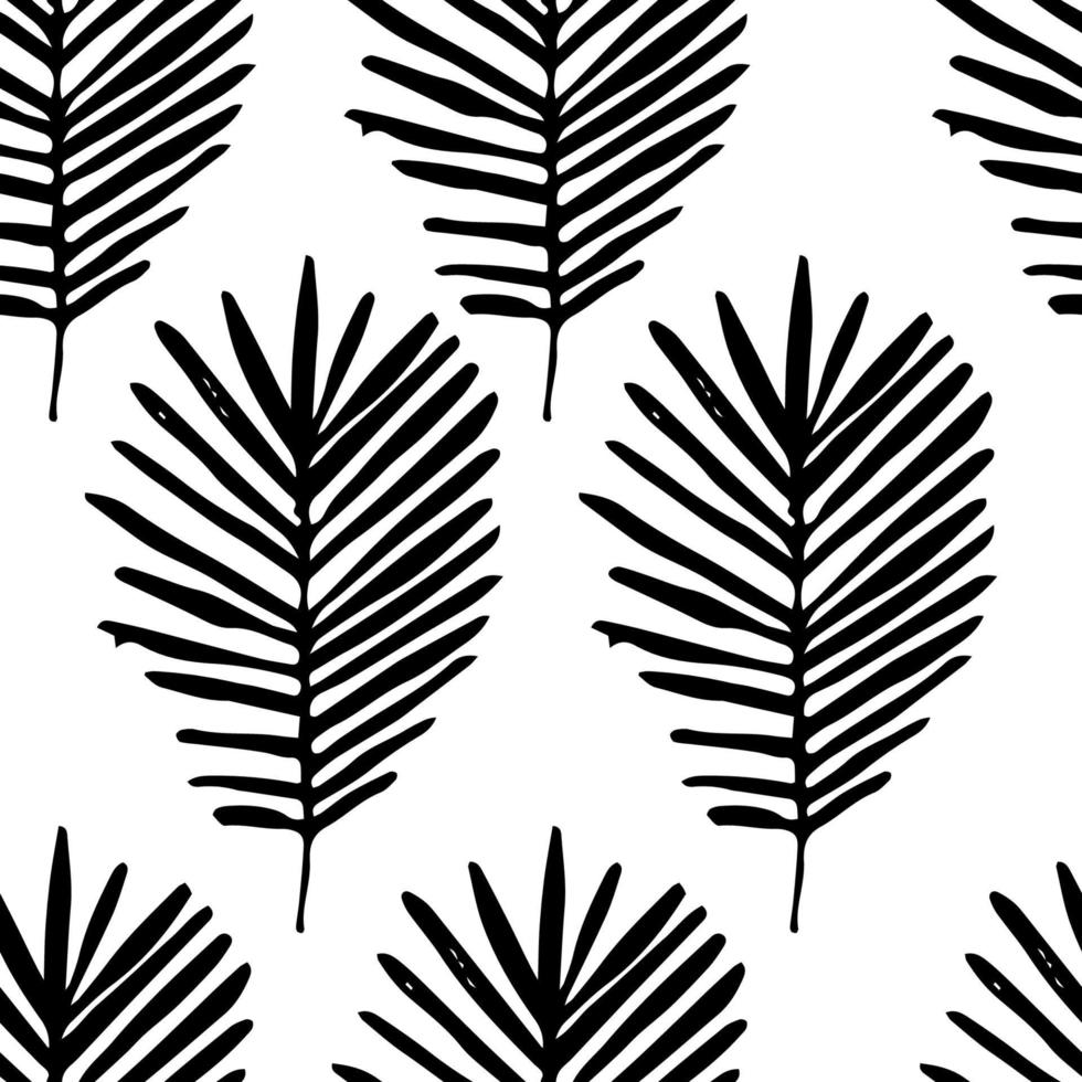 tropische achtergrond met hand getrokken palmbladeren. tropisch naadloos patroon. vector