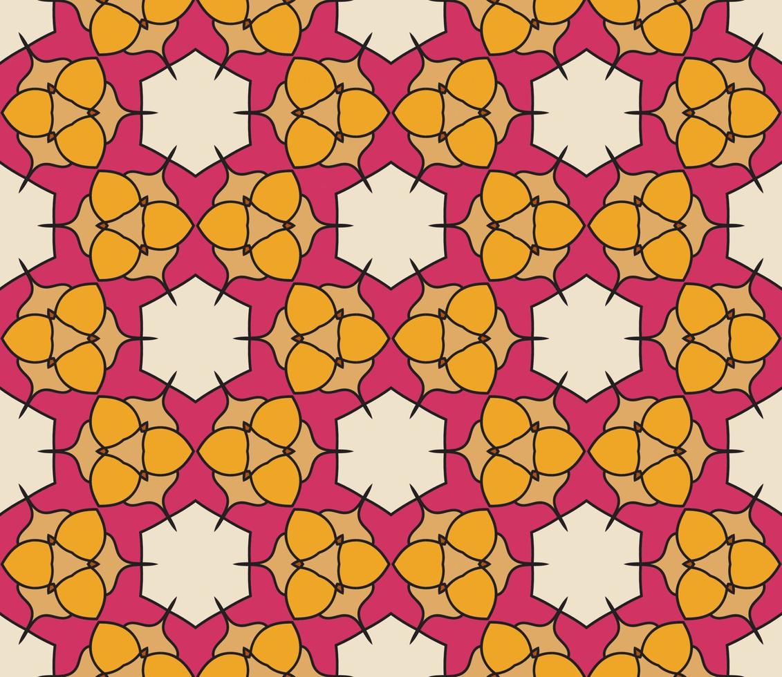 abstracte kleurrijke doodle geometrische naadloze bloemenpatroon. bloemen achtergrond. caleidoscoopmozaïek, geotegel van dunne lijnornament. vector