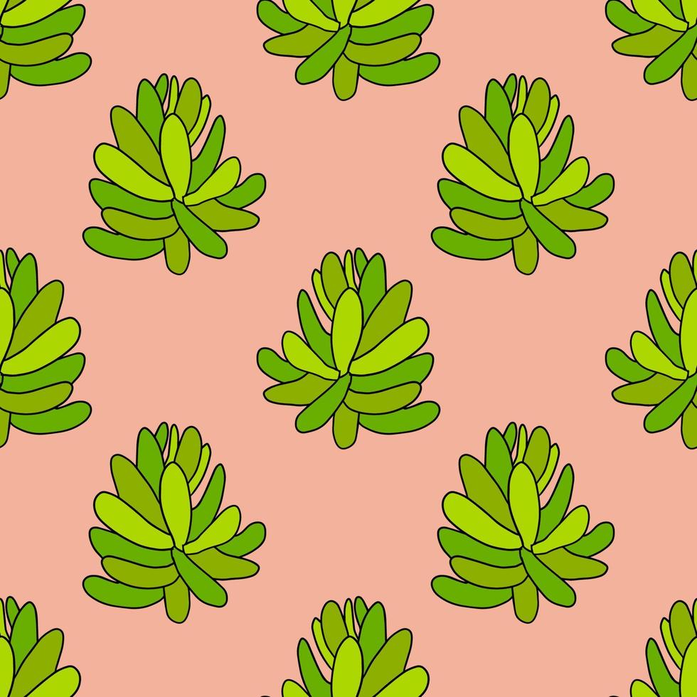 schattig hand getekende succulente installatie naadloze patroon. oneindigheid doodle struiken achtergrond. vector