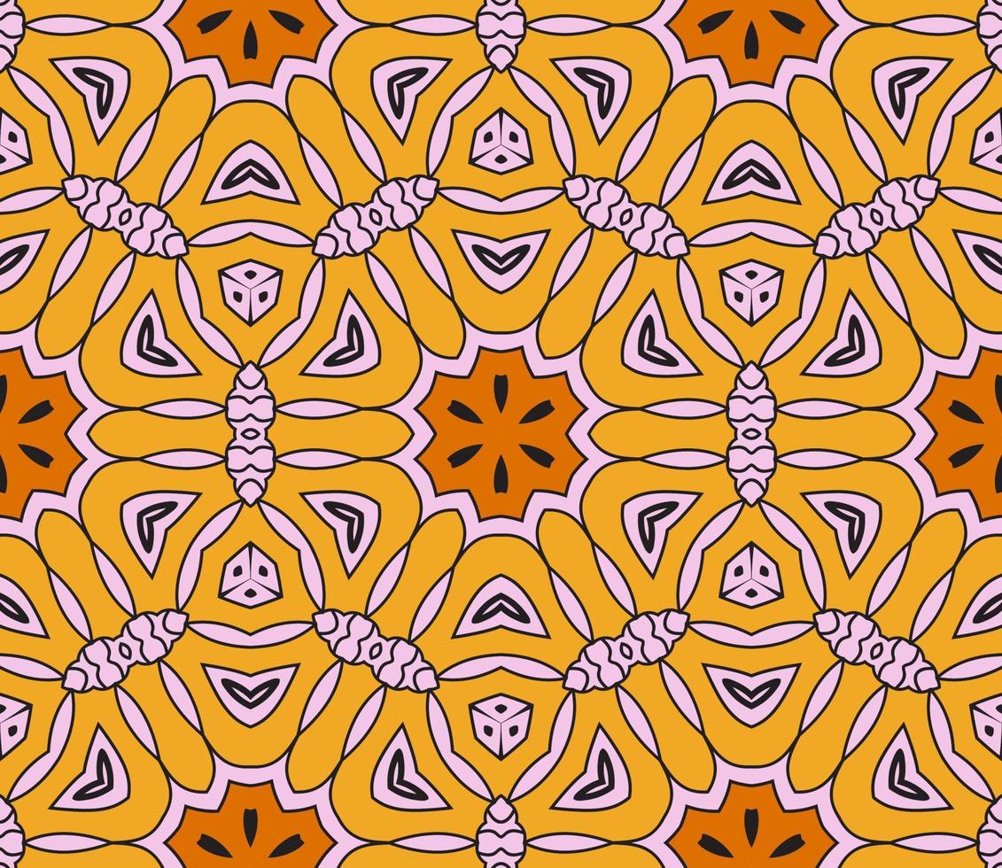 abstracte kleurrijke doodle geometrische naadloze bloemenpatroon. bloemen achtergrond. caleidoscoopmozaïek, geotegel van dunne lijnornament. vector