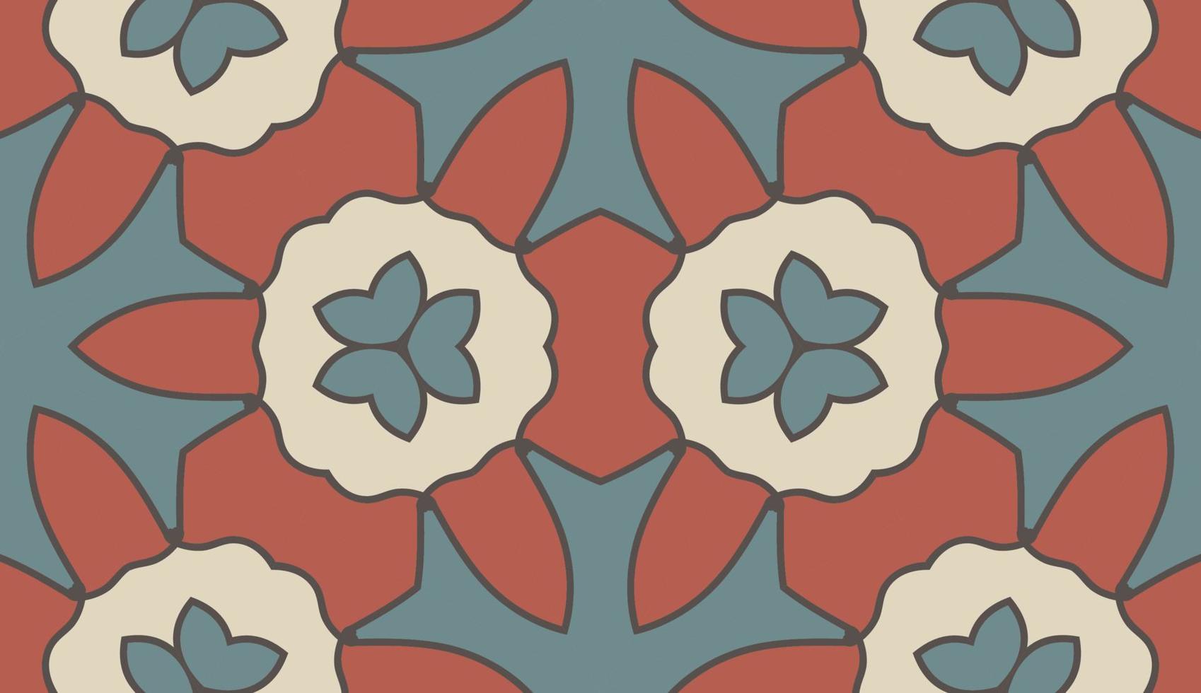 abstracte kleurrijke doodle geometrische naadloze bloemenpatroon. bloemen achtergrond. caleidoscoopmozaïek, geotegel van dunne lijnornament. vector