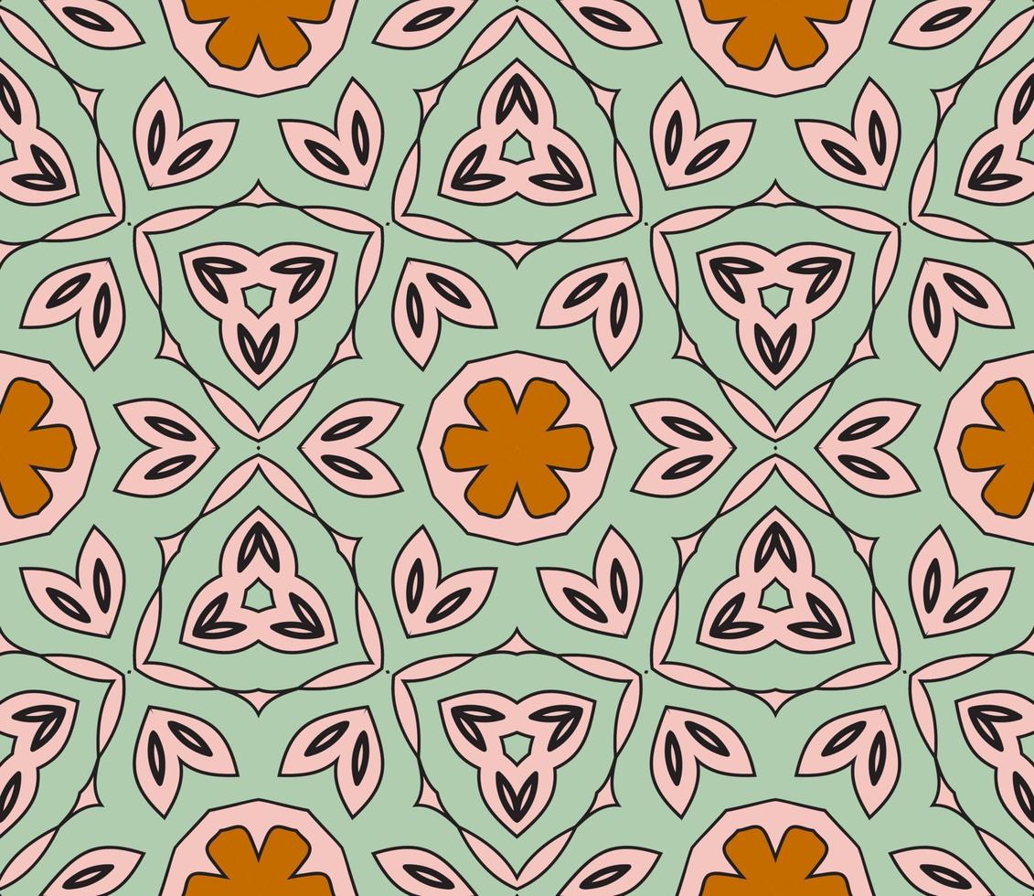 abstracte kleurrijke doodle geometrische naadloze bloemenpatroon. bloemen achtergrond. caleidoscoopmozaïek, geotegel van dunne lijnornament. vector