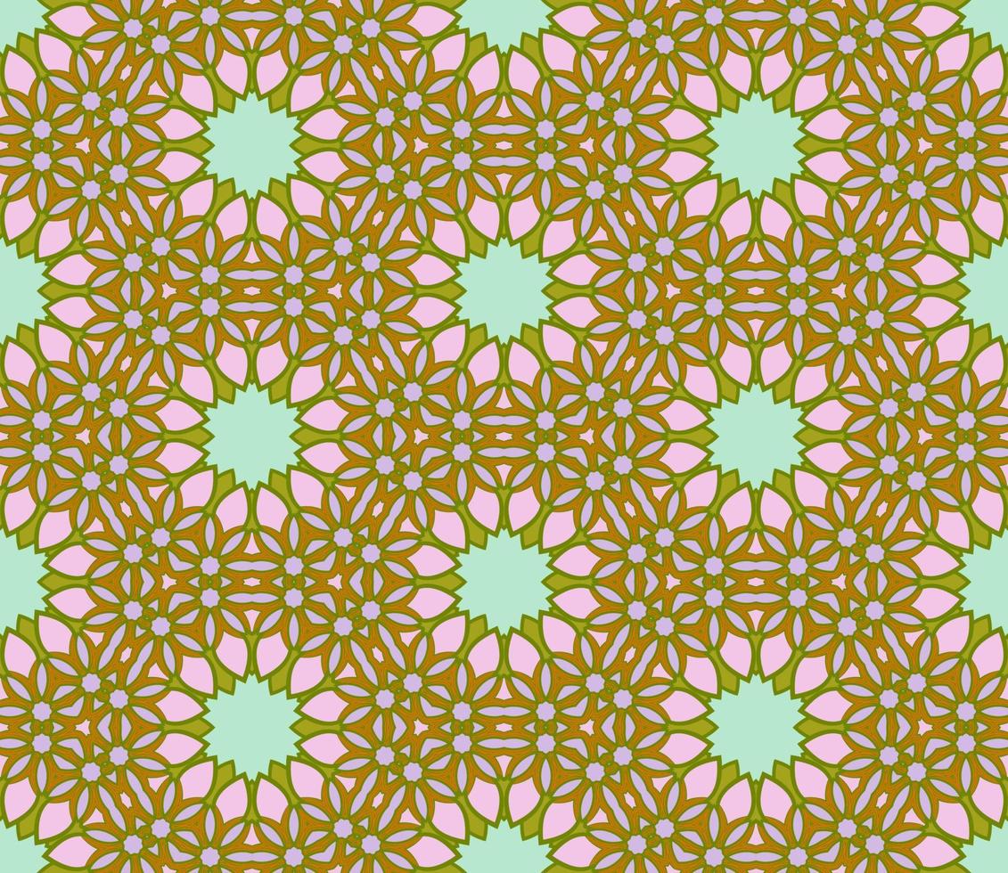 abstracte kleurrijke doodle geometrische naadloze bloemenpatroon. bloemen achtergrond. caleidoscoopmozaïek, geotegel van dunne lijnornament. vector