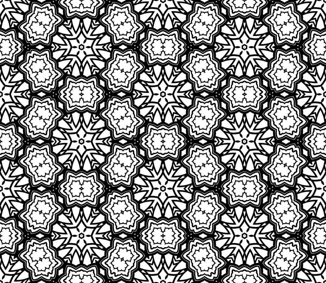 abstracte kleurrijke doodle geometrische naadloze bloemenpatroon. bloemen achtergrond. caleidoscoopmozaïek, geotegel van dunne lijnornament. vector